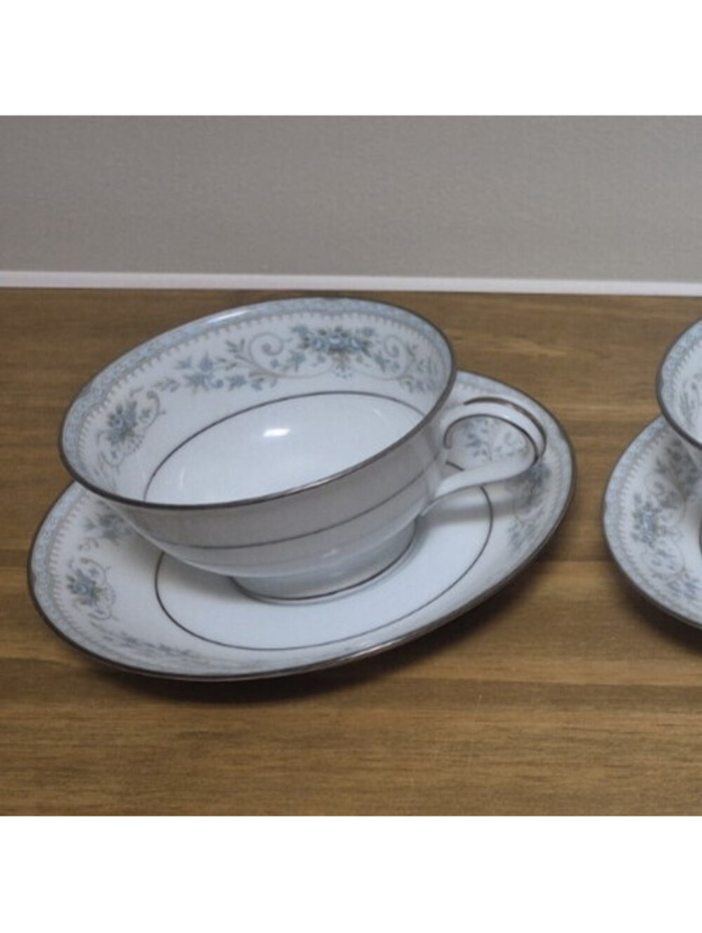 Noritake Colburn 6107 Teacup Tea Cup & Saucer ~ Japan ~ Blue Floral